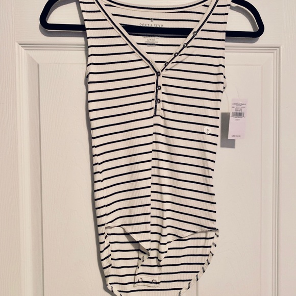 American Eagle Outfitters Tops - 🆕 NWT American Eagle 🦅 Striped Henley Bodysuit⭐️